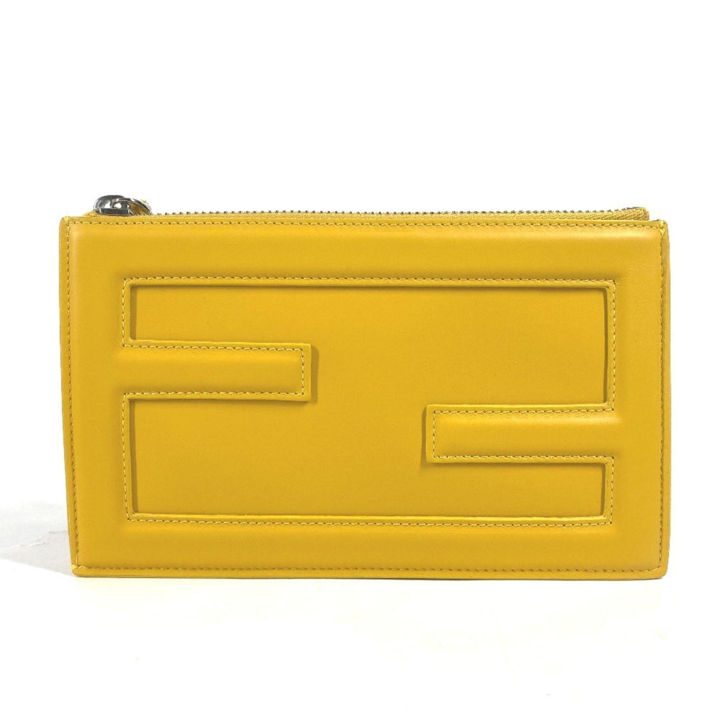 Fendi Yellow Leather Clutch Bag Pouch