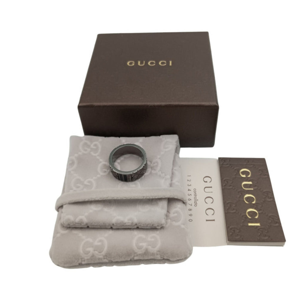 Gucci Silver Black Silver 925 Band Ring (Pre-Owned)