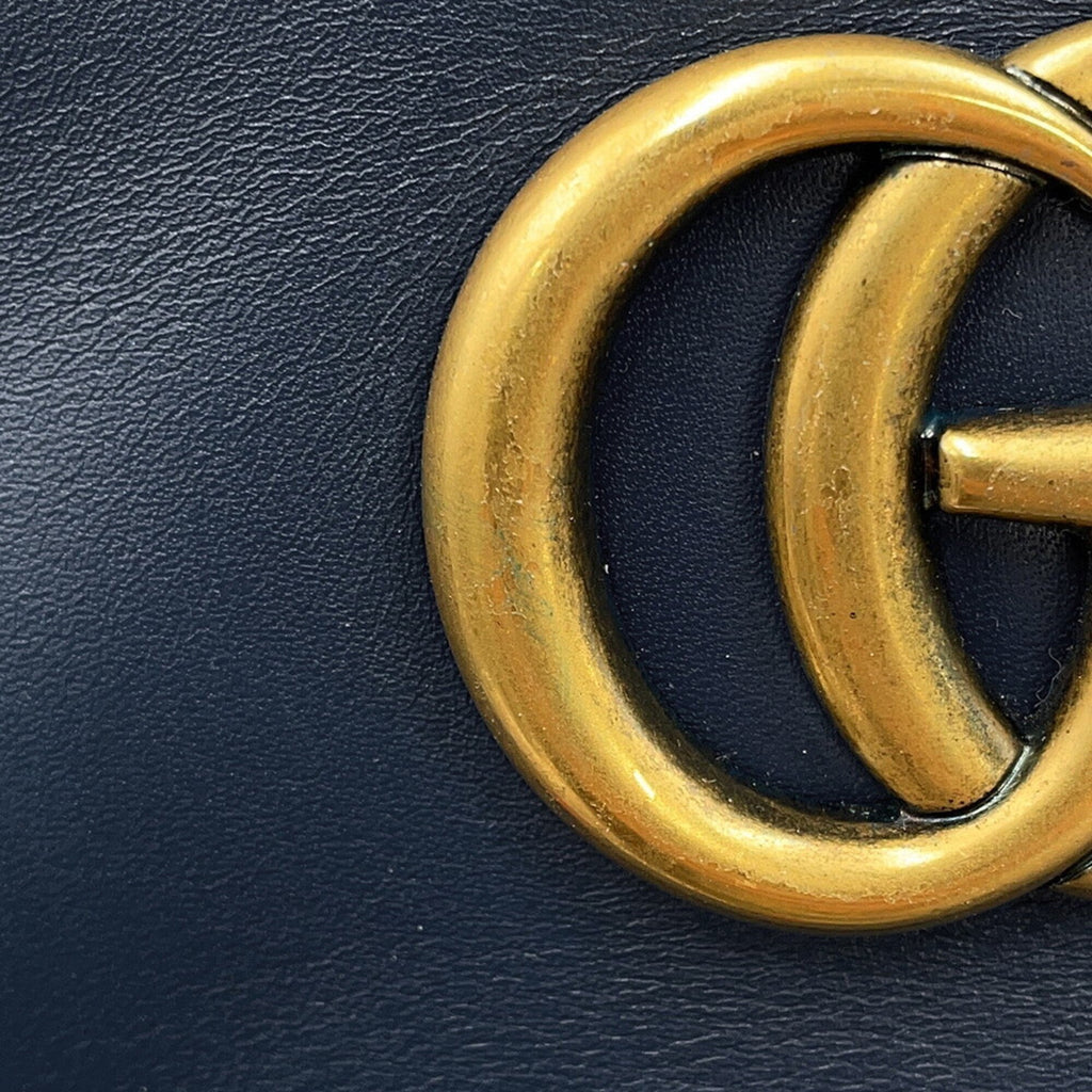 Gucci Blue Leather Handbag Shoulder Bag (Pre-Owned)