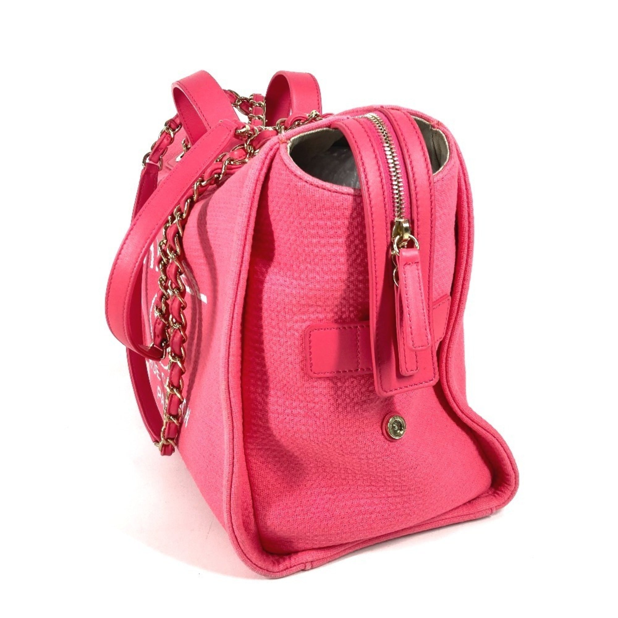 Chanel Pink Canvas Boston Bag Handbag Shoulder Bag