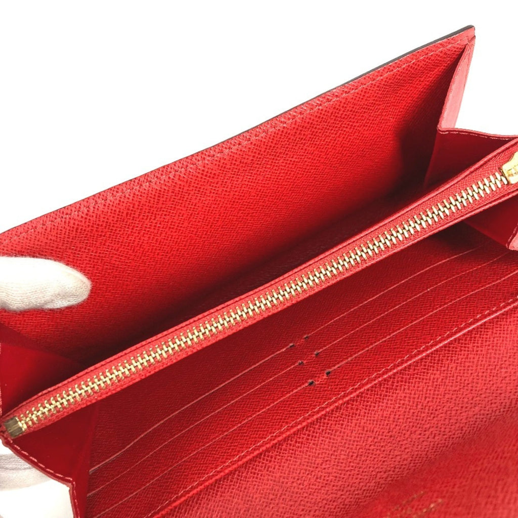 Louis Vuitton Brown Red Color Canvas Monogram Long Wallet (Tri-Fold)
