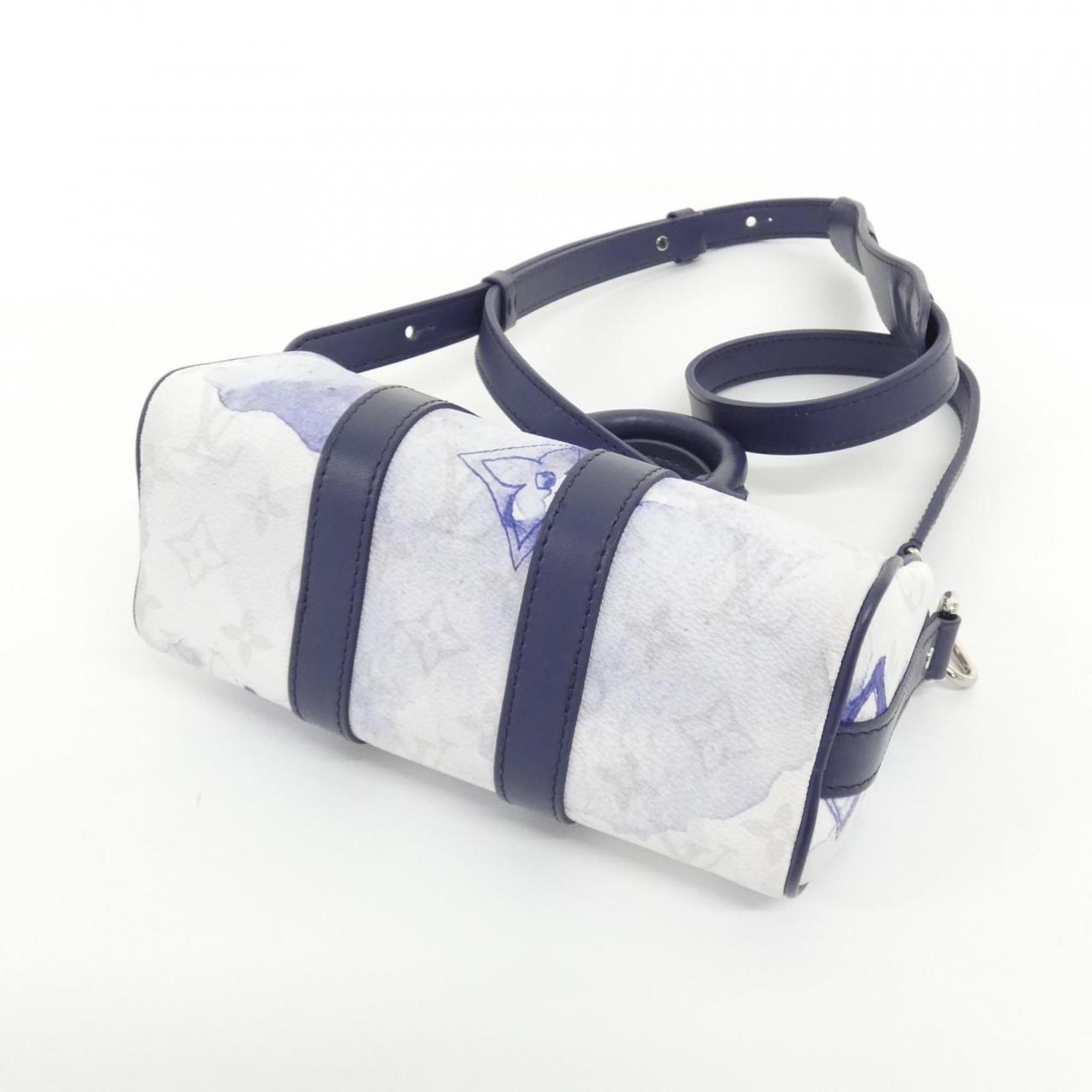 Louis Vuitton Blue Coated Canvas Boston Bag