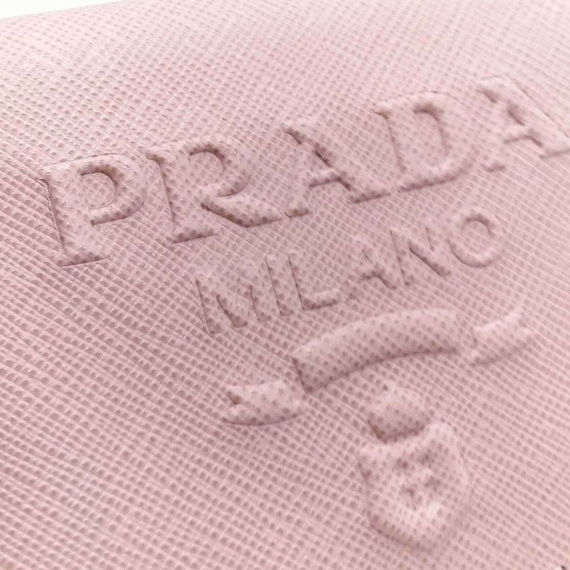 Prada Saffiano Pink Embossed Wallet (Bi-Fold)