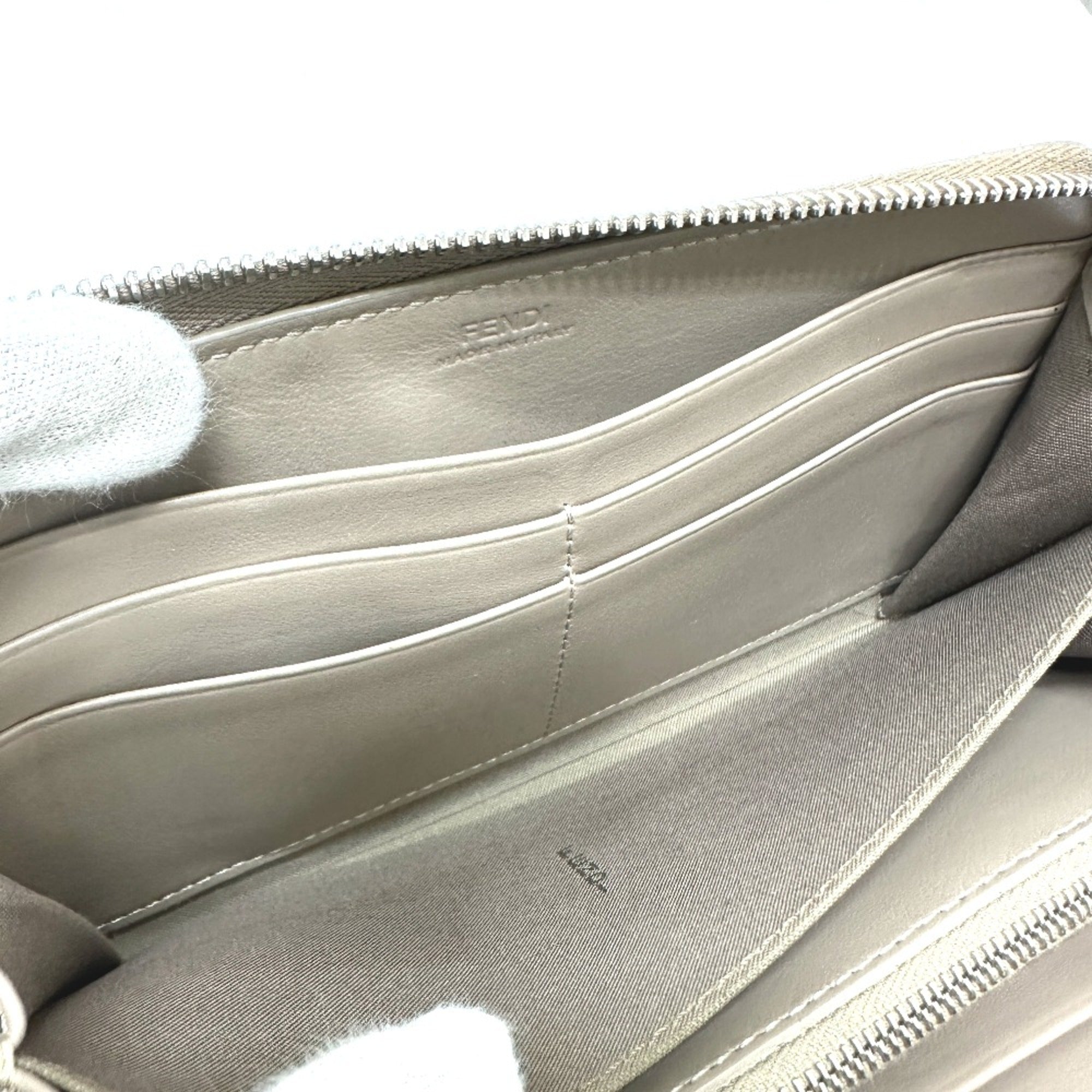 Fendi Beige Leather Long Wallet (Bi-Fold)