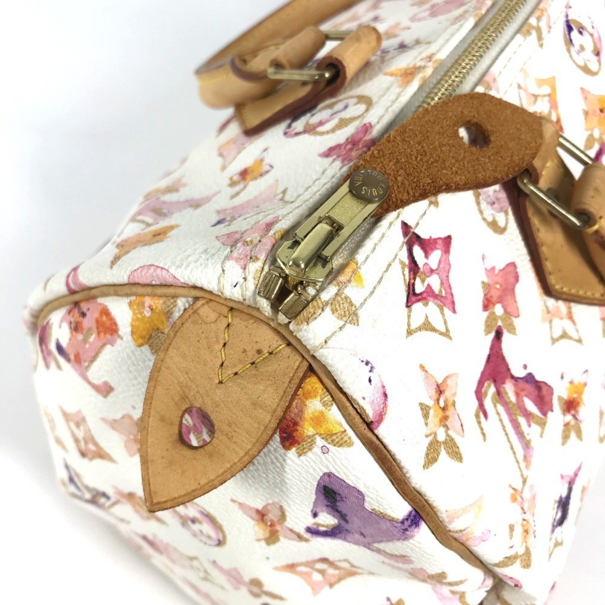 Louis Vuitton Monogram Watercolor Pink White Boston Bag Handbag