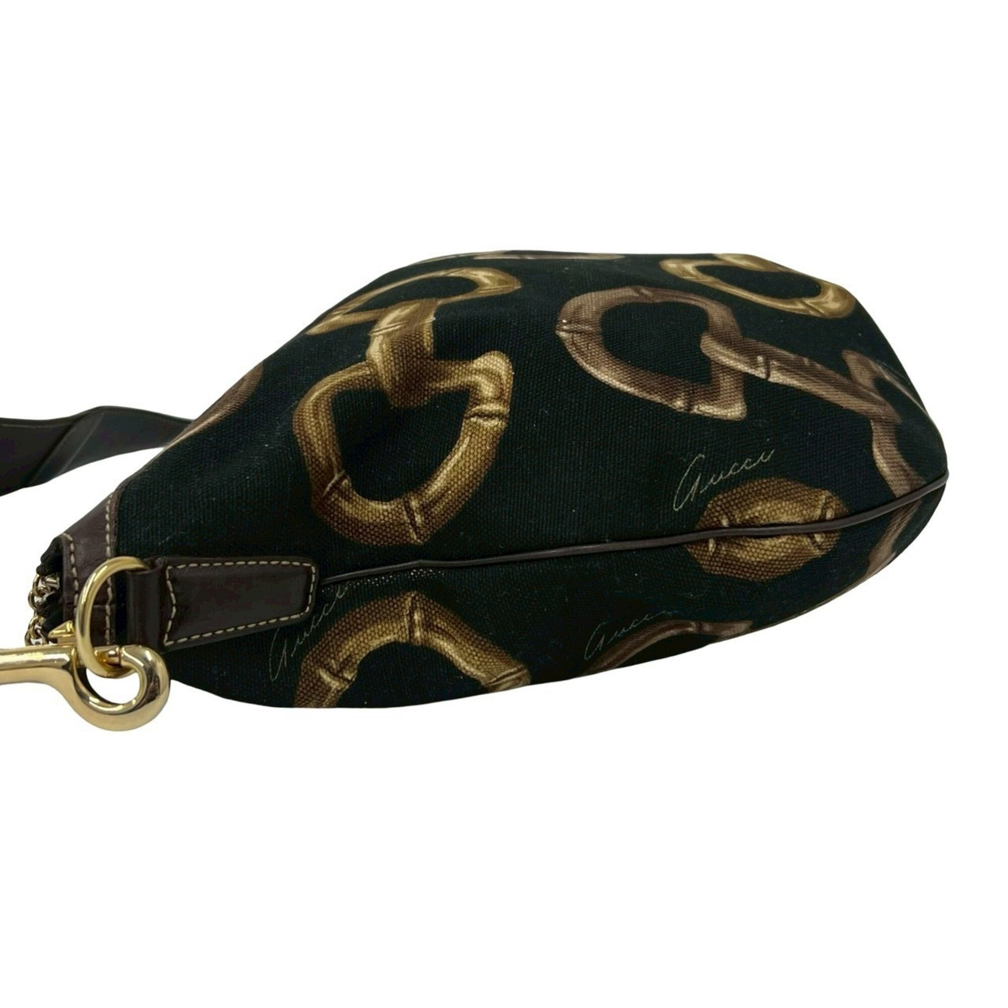 Gucci Black Canvas Leather Handbag Shoulder Bag Tote Bag (Pre-Owned)