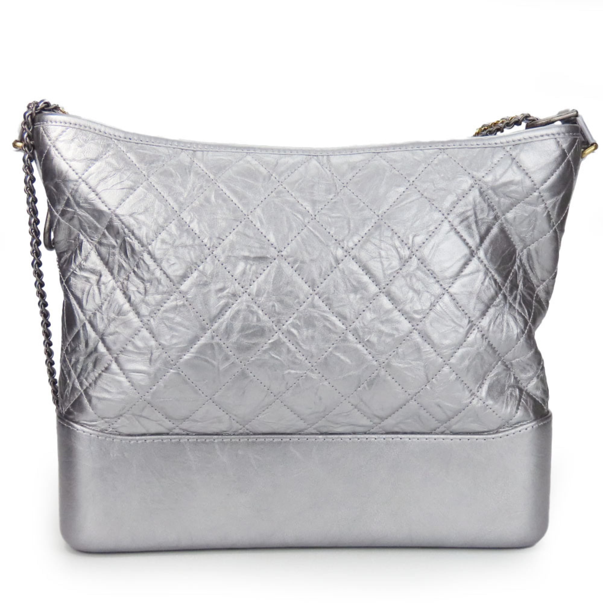 Chanel Metallic Silver Leather Shoulder Bag