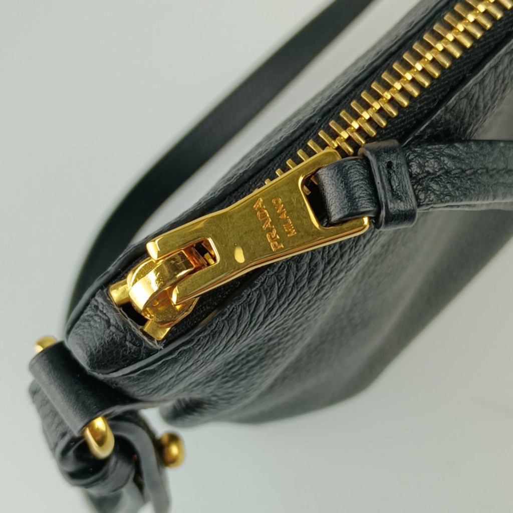 Prada Black Vitello Daino Shoulder Bag