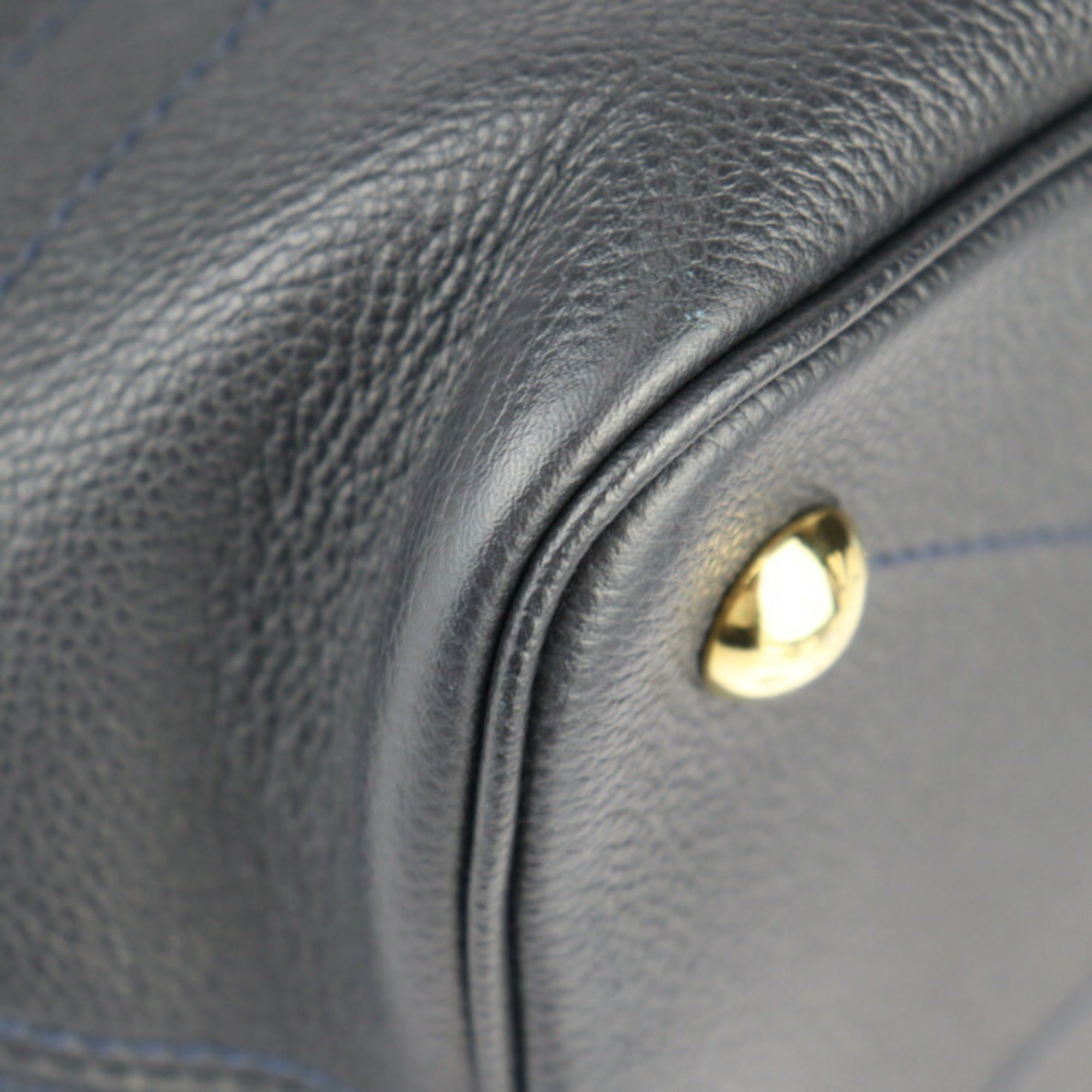 Louis Vuitton Black Leather Handbag Pouch Shoulder Bag Tote Bag
