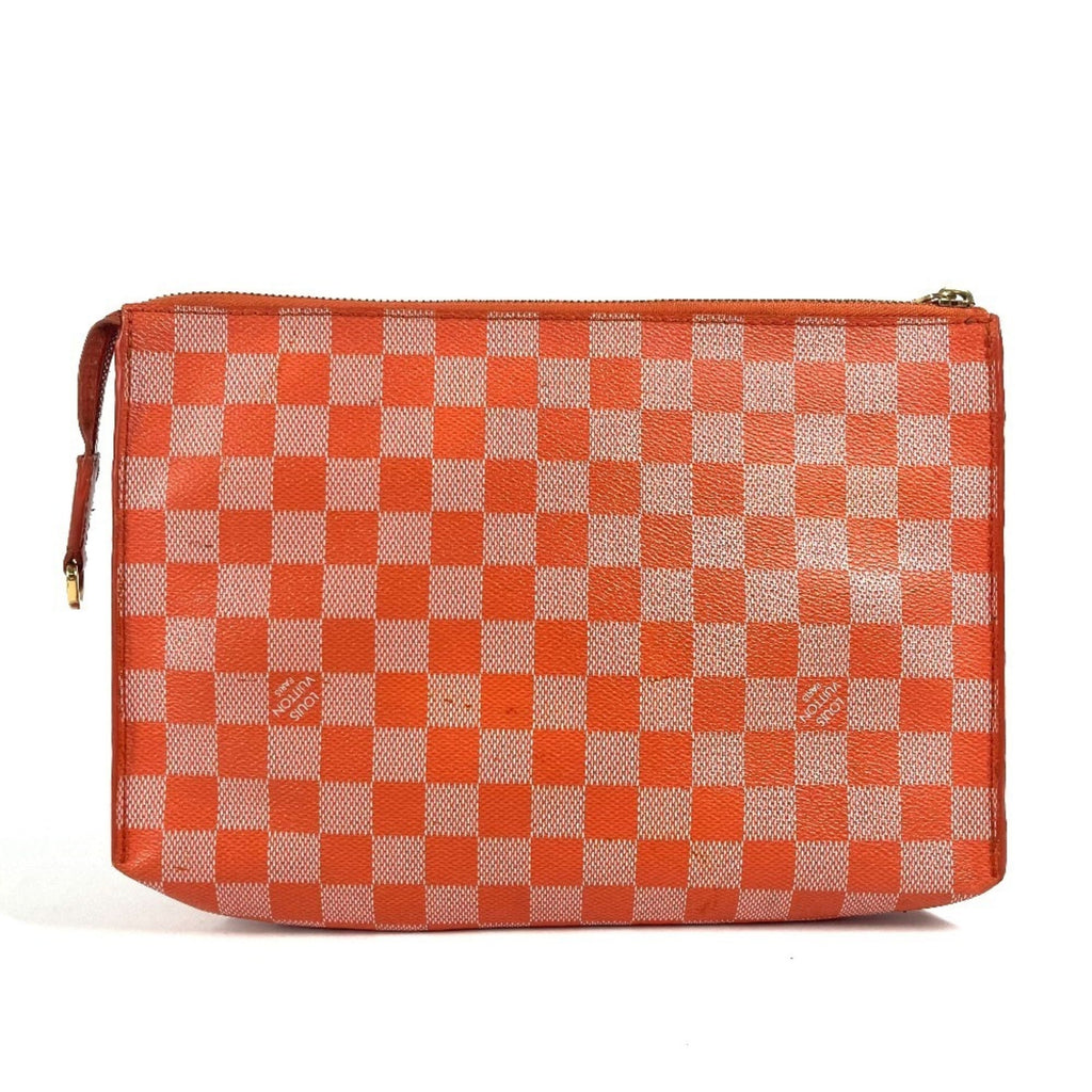 Louis Vuitton Damier Orange Pimont Damier Canvas Clutch Bag Pouch Shoulder Bag