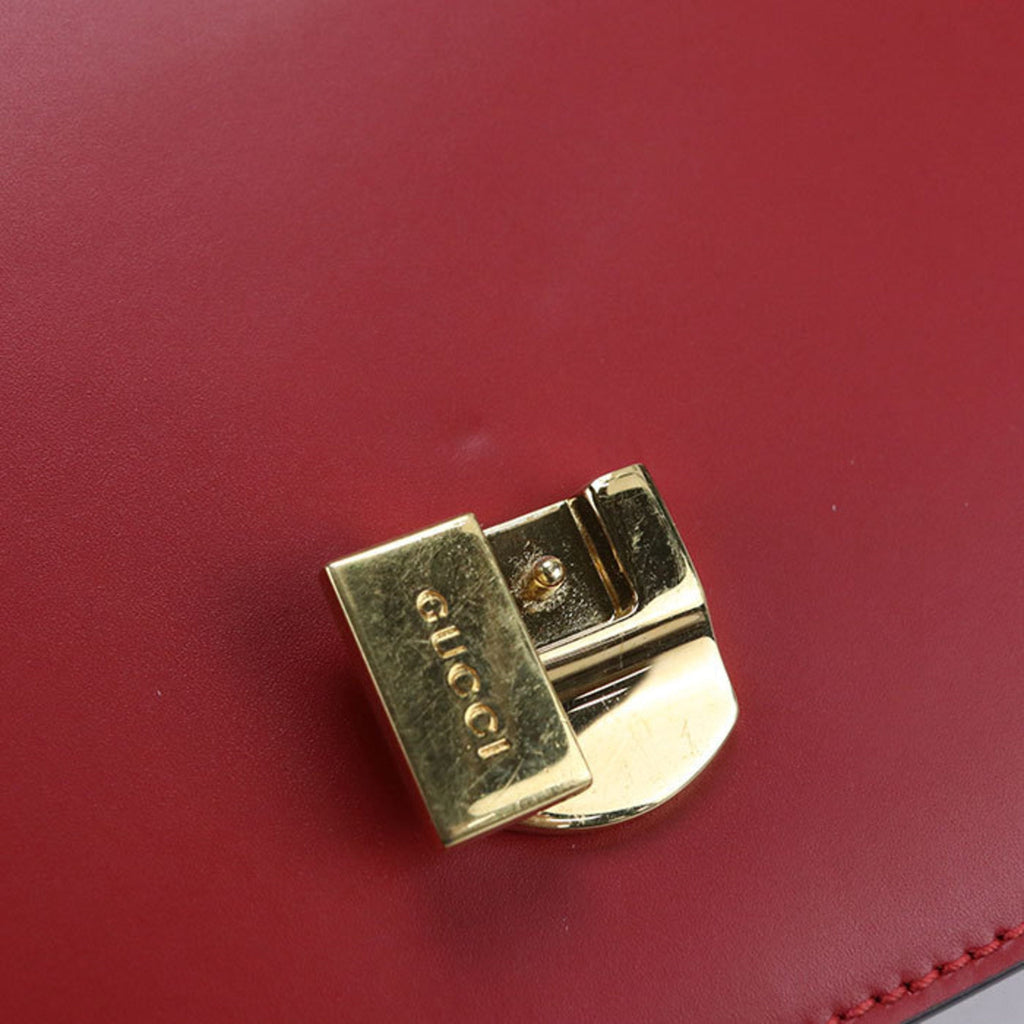 Gucci Red Color Leather Shoulder Bag (Pre-Owned)