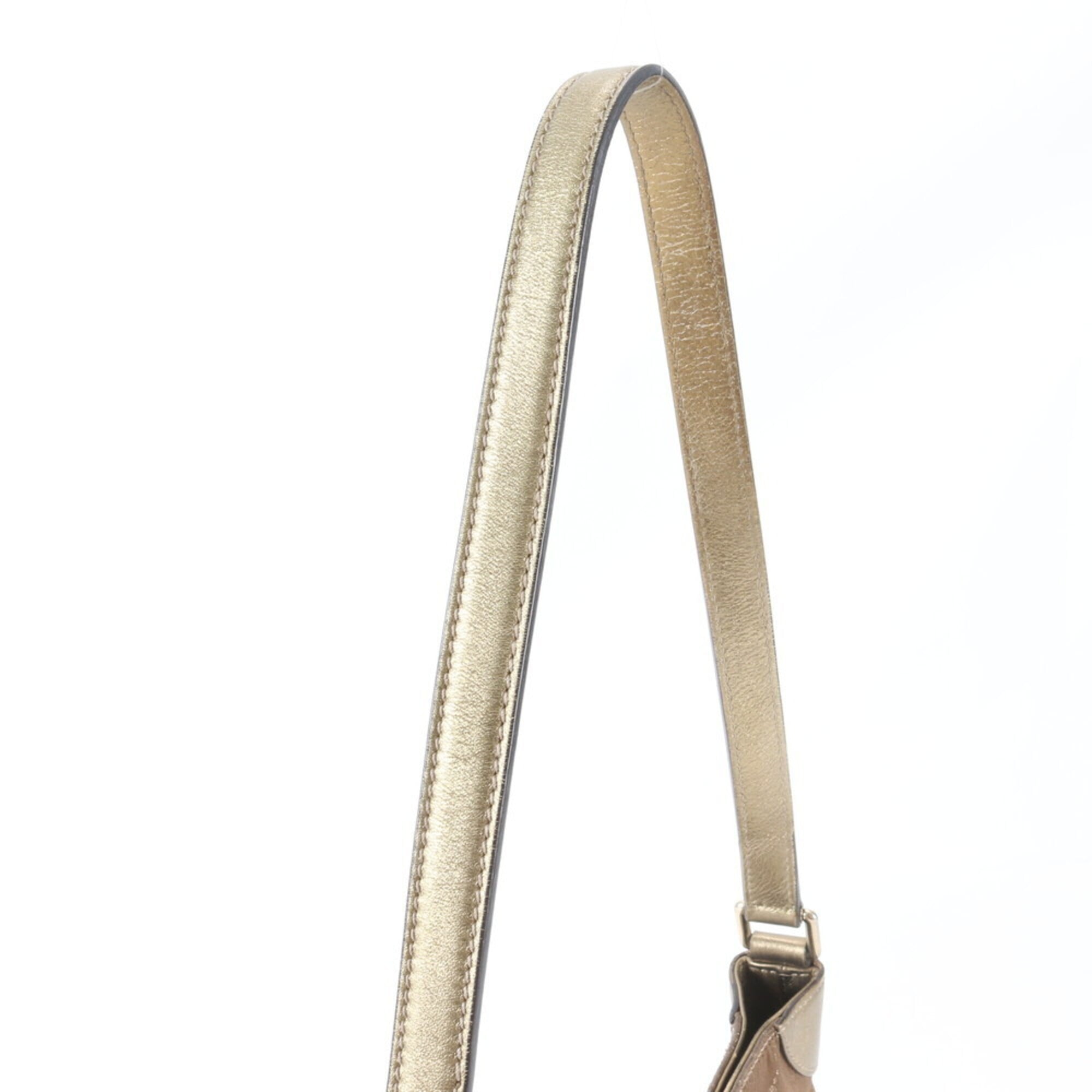 Gucci Brown Gold Leather Canvas Handbag Shoulder Bag Tote Bag (Pre-Owned)