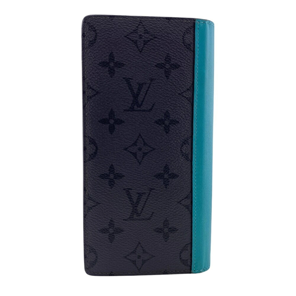Louis Vuitton Monogram Eclipse Black Turquoise Leather Long Wallet