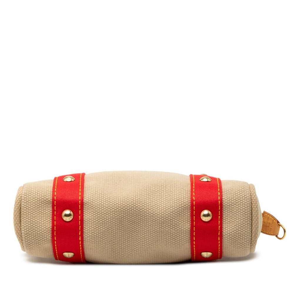 Louis Vuitton Beige Canvas Leather Handbag Tote Bag