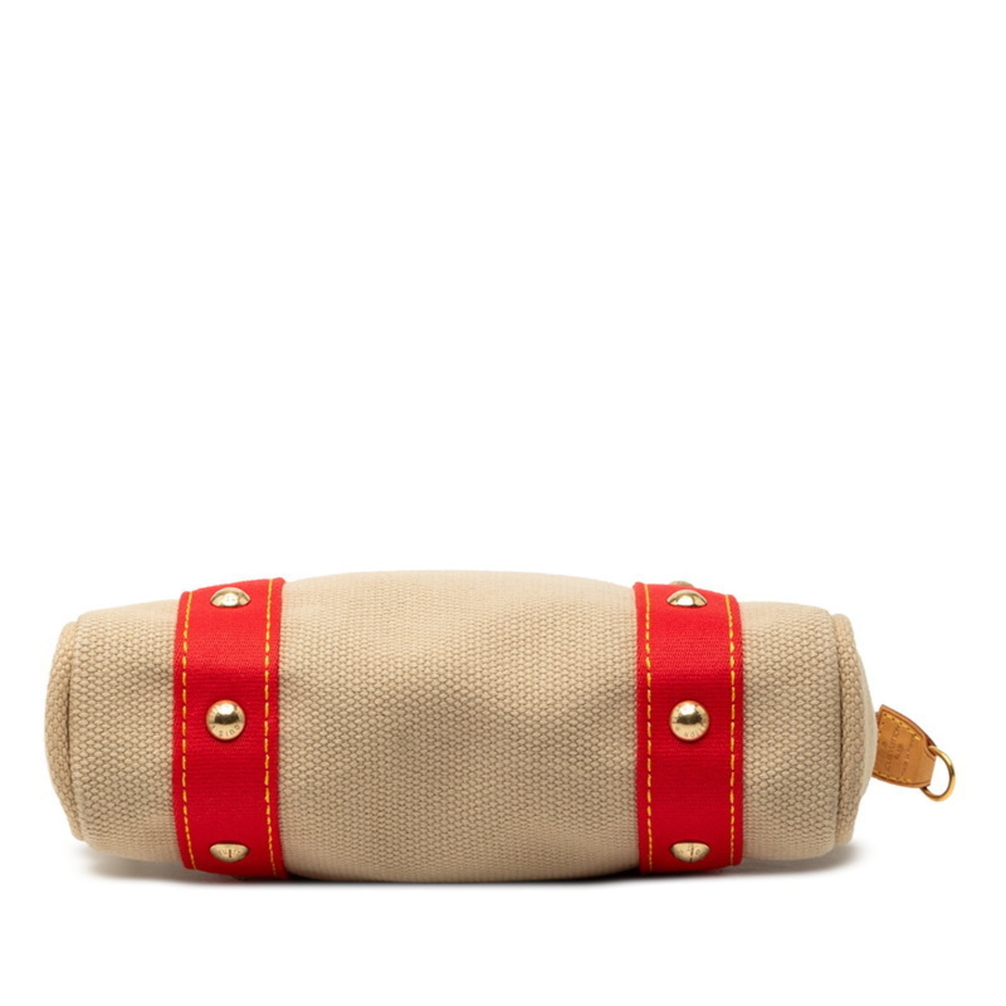 Louis Vuitton Beige Canvas Leather Handbag Tote Bag