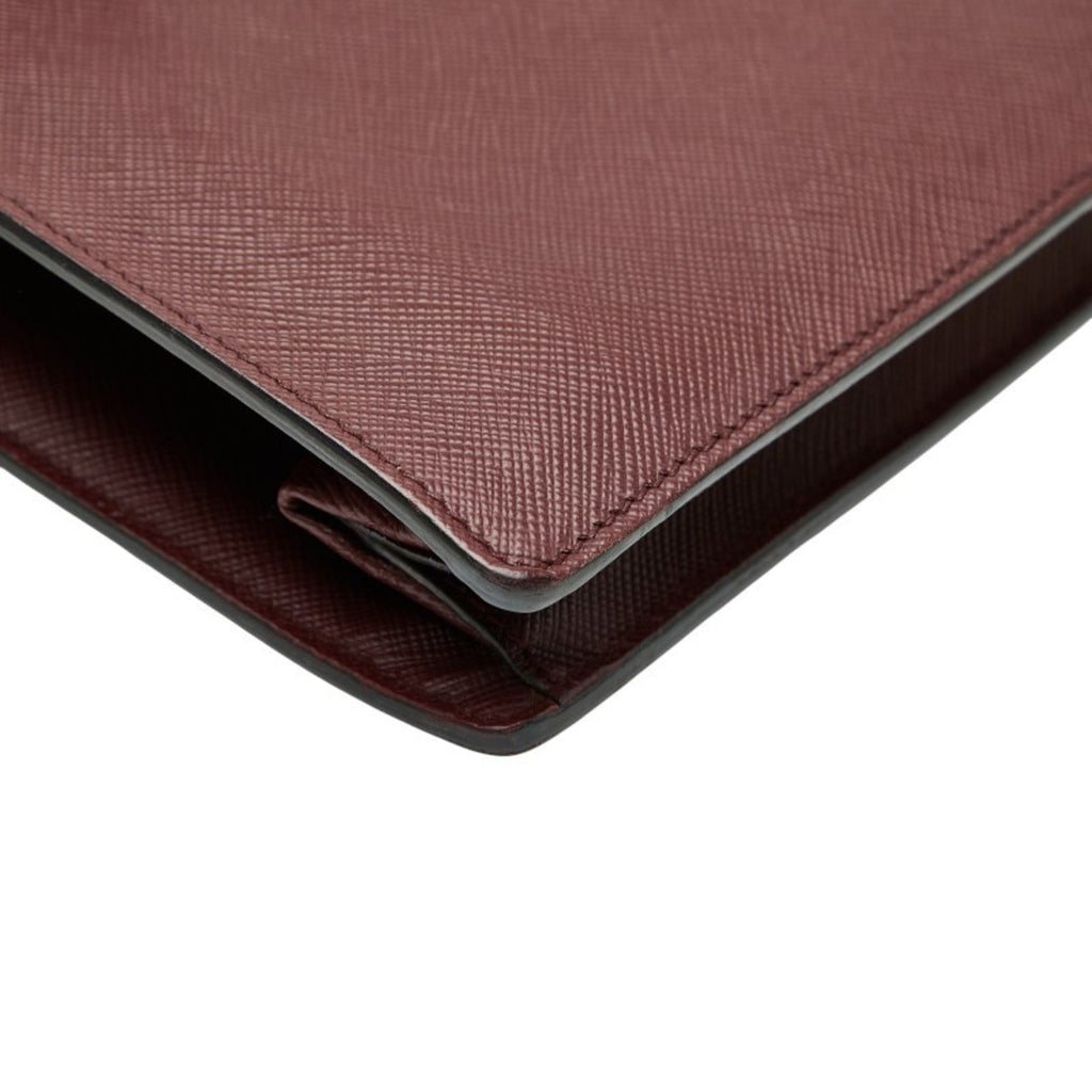 Prada Saffiano Bordeaux Wine Leather Handbag Shoulder Bag