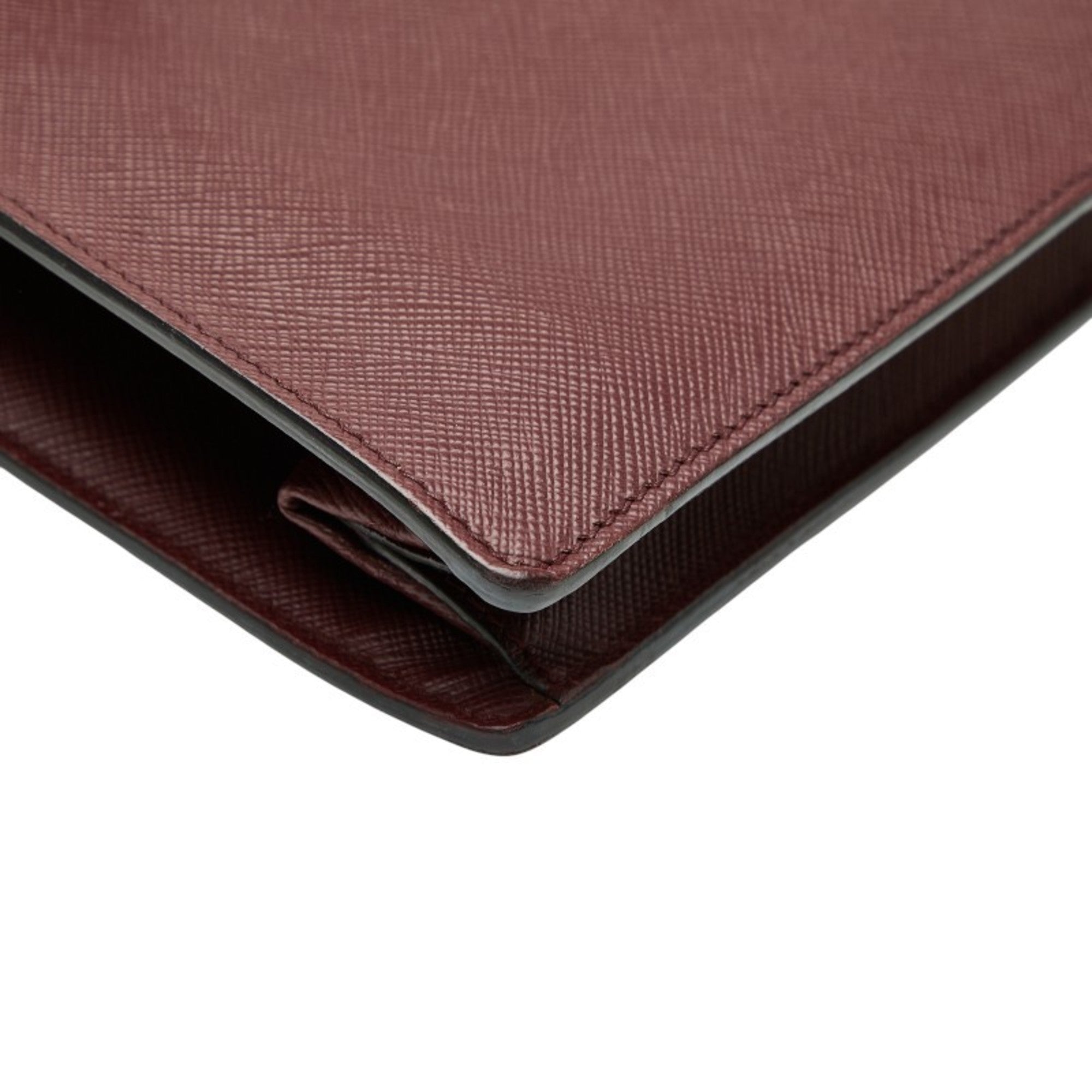 Prada Saffiano Bordeaux Wine Leather Handbag Shoulder Bag
