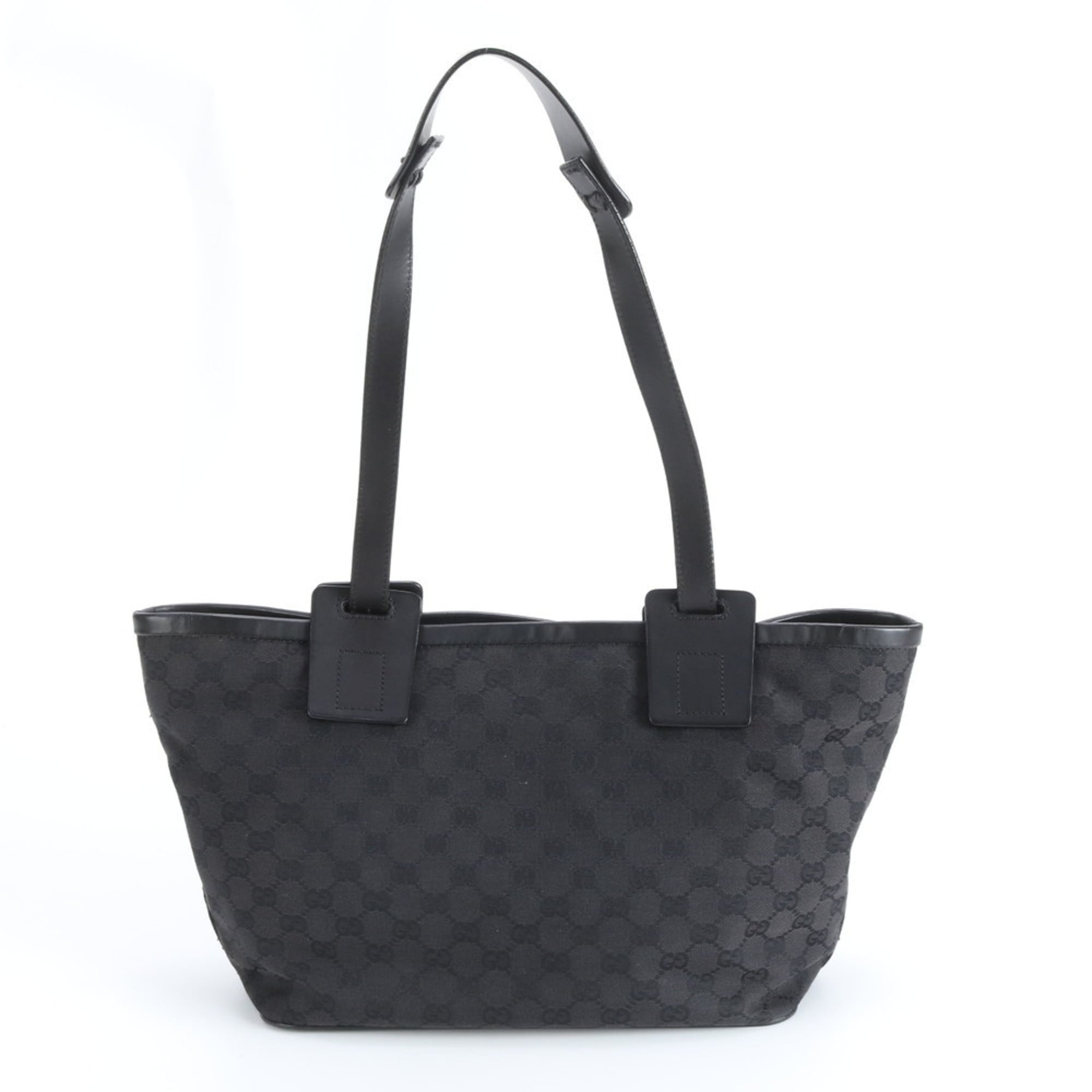 Gucci Black Canvas Leather Handbag Shoulder Bag Tote Bag (Pre-Owned)