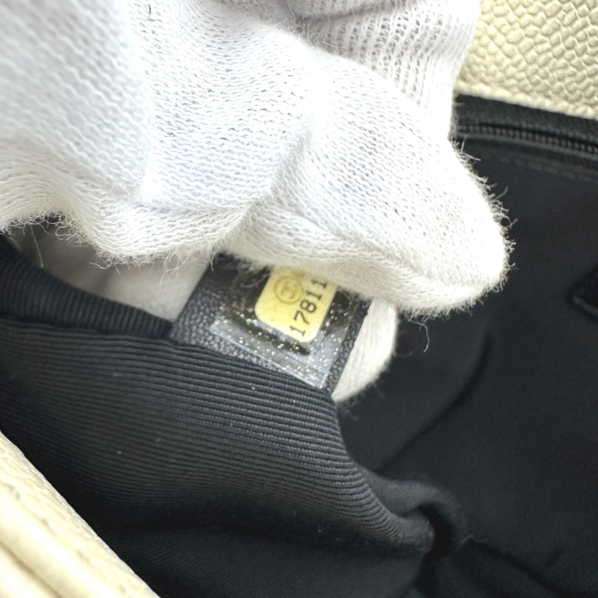 Chanel White Grained Calfskin Shoulder Bag