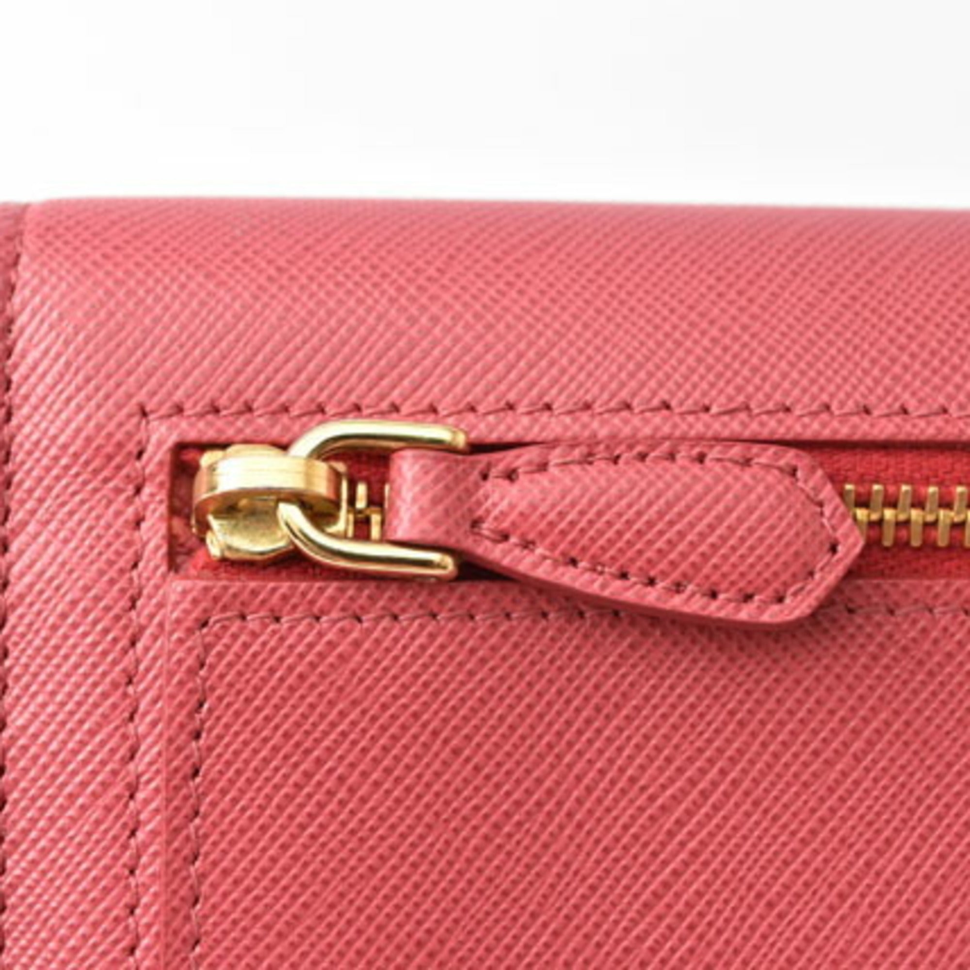 Prada Peonia Saffiano Metal Saffiano Metal Long Wallet (Bi-Fold)