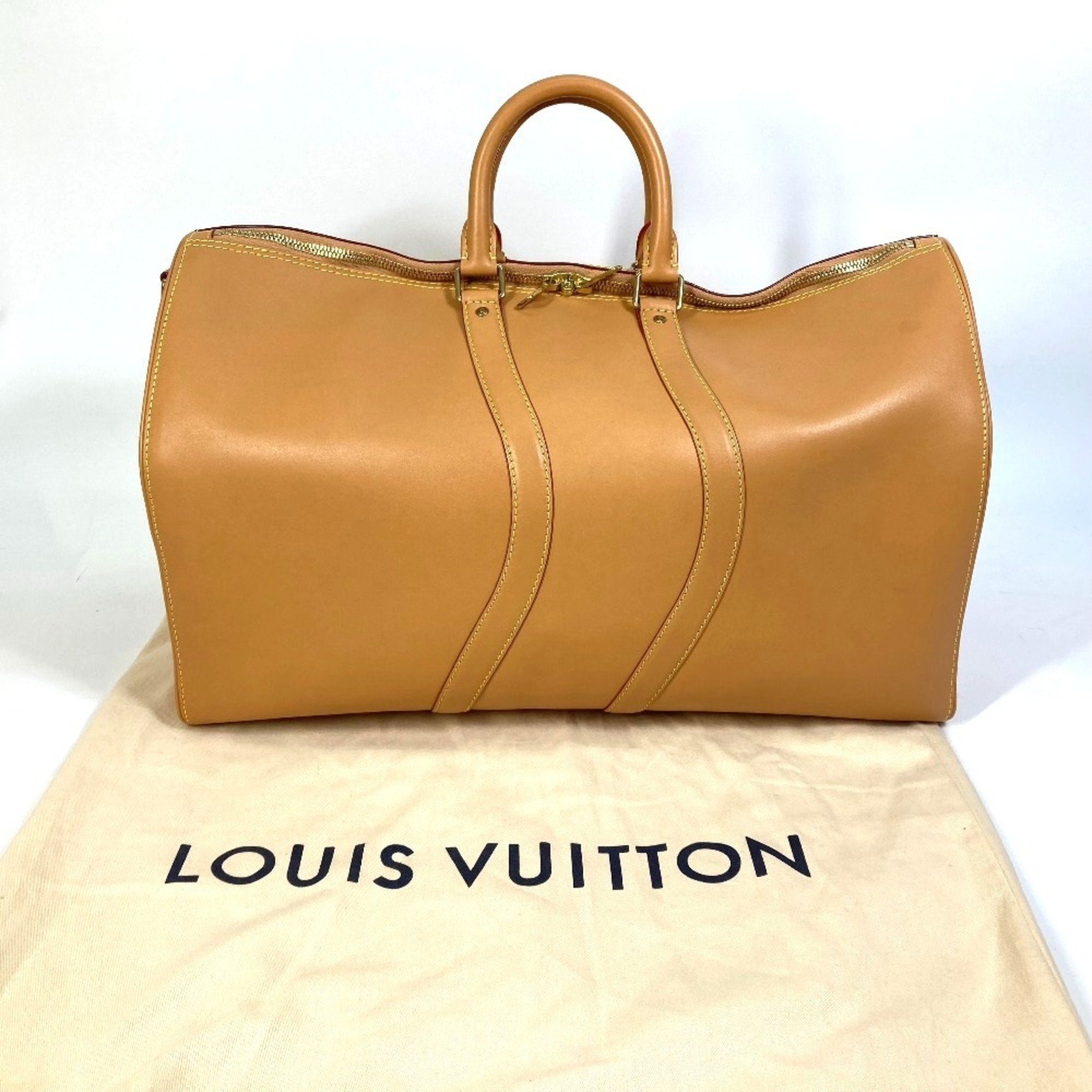 Louis Vuitton Beige Leather Boston Bag
