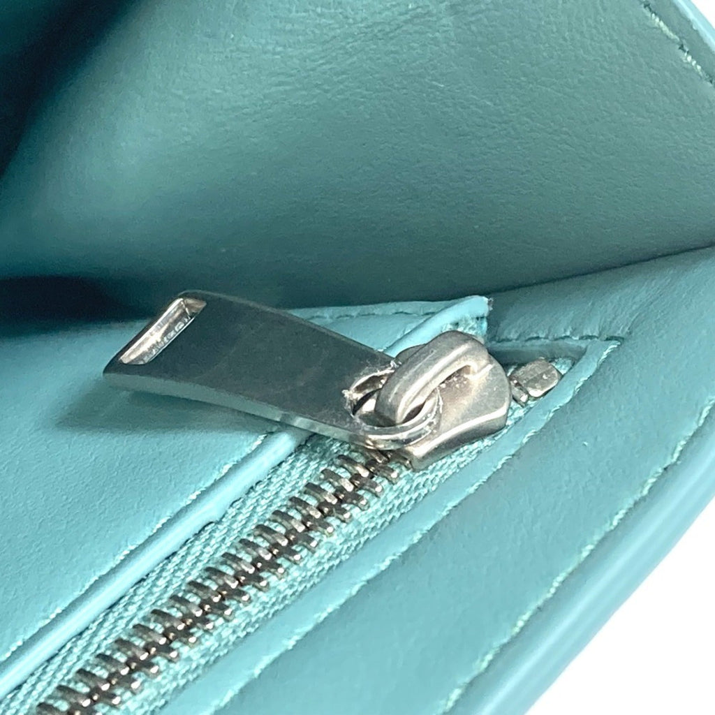 Bottega Veneta Blue Light Blue Green Leather Long Wallet (Bi-Fold)
