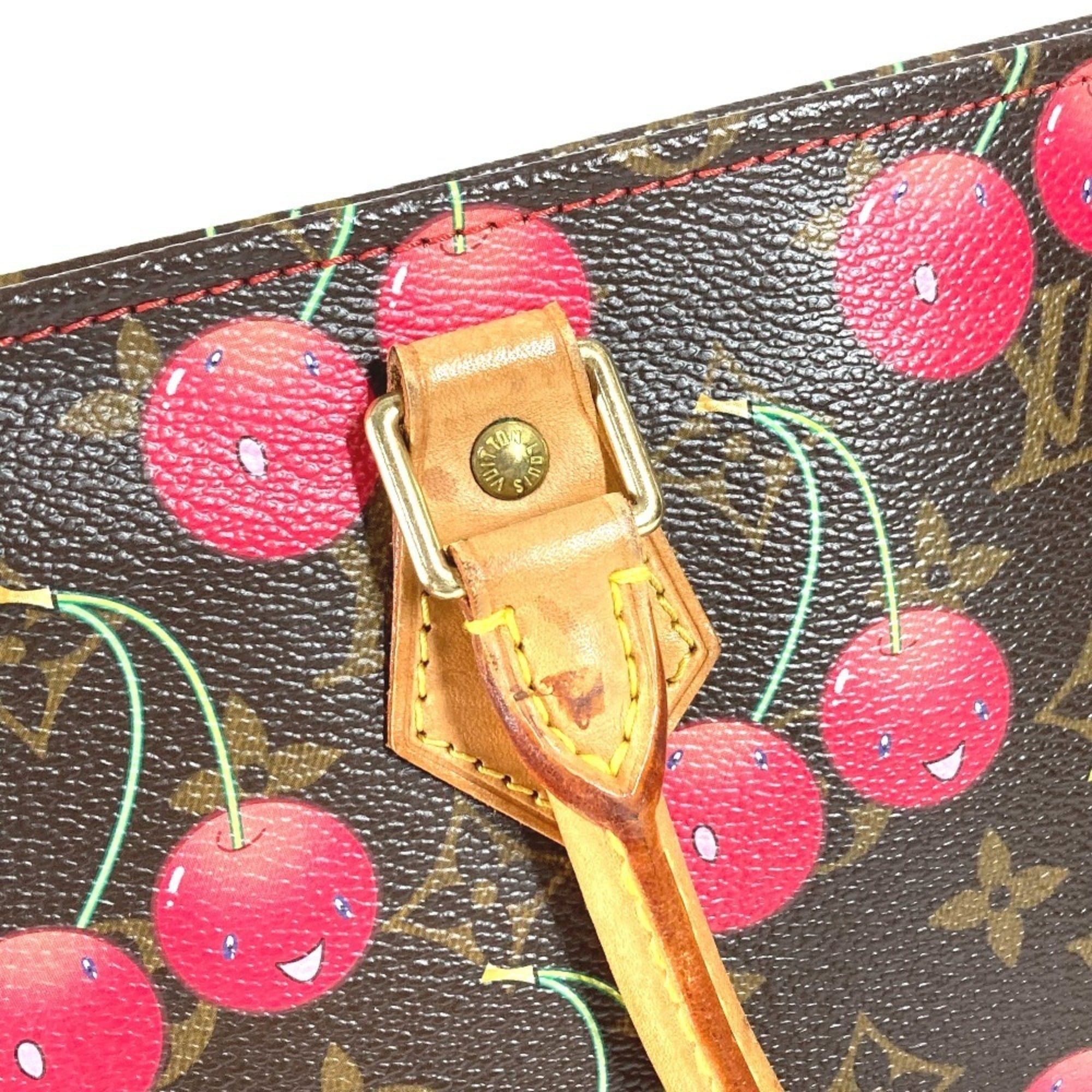 Louis Vuitton Brown Monogram Cherry Red Color Monogram Leather Shoulder Bag Tote Bag