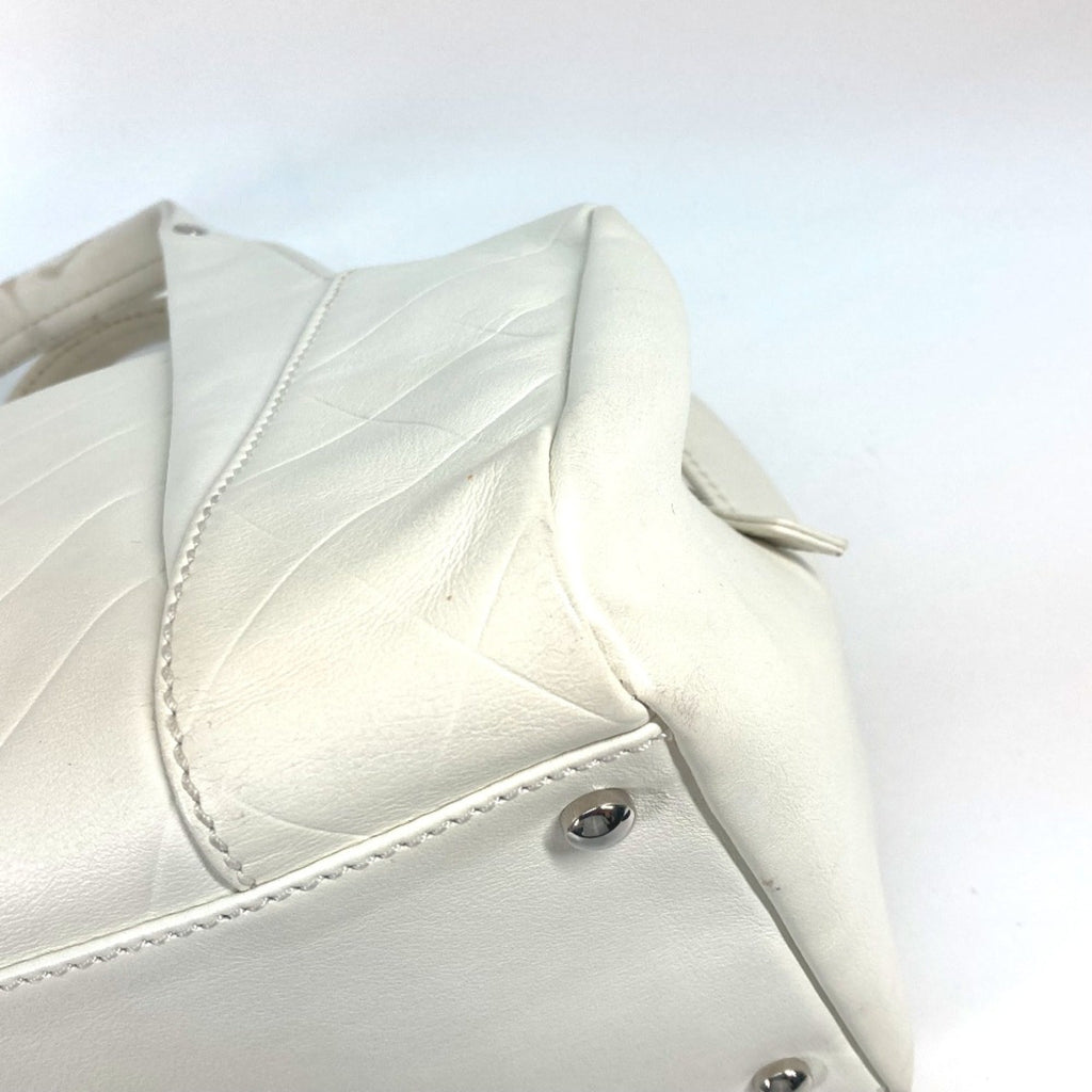 Chanel White Leather Boston Bag