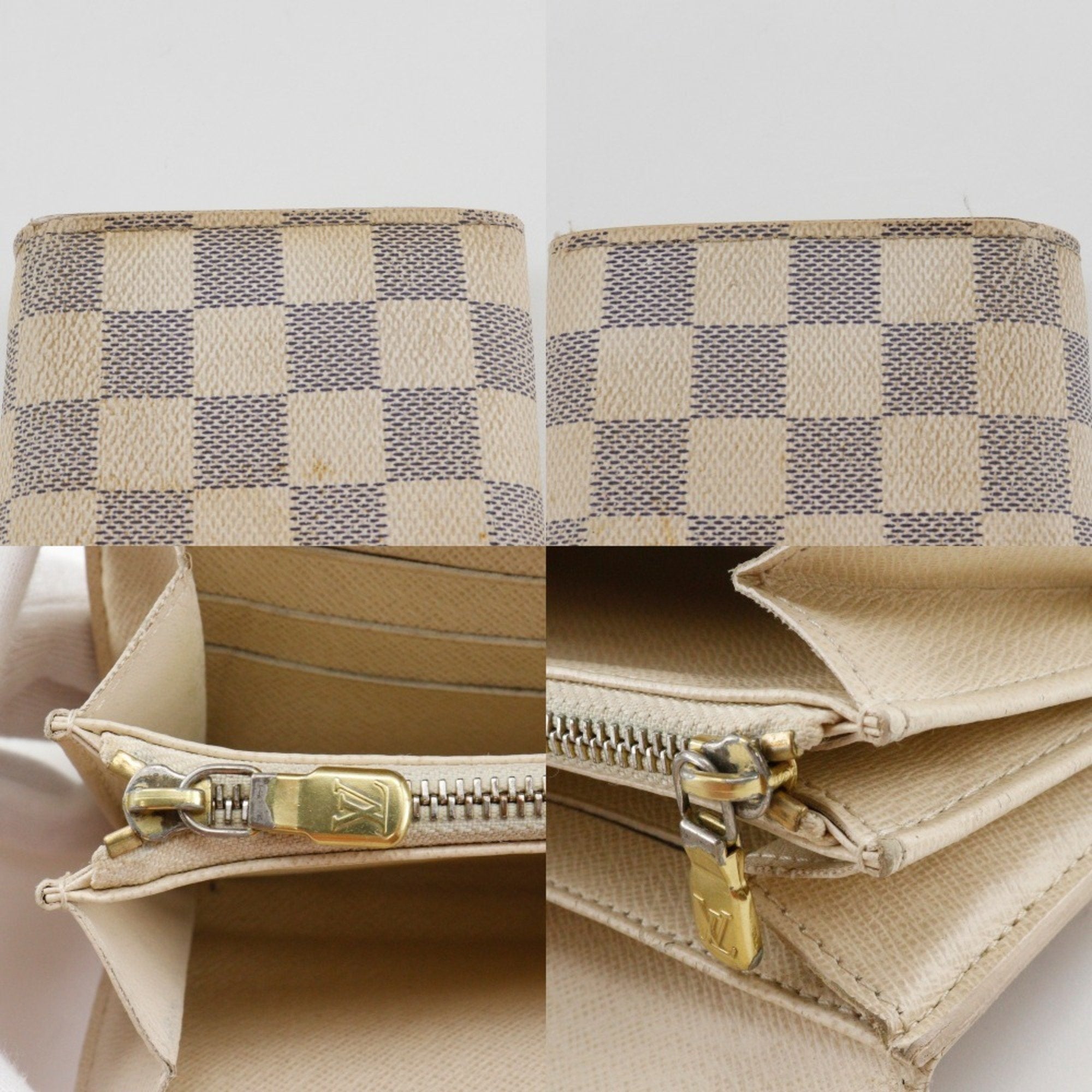 Louis Vuitton White Damier Azur Canvas Long Wallet (Tri-Fold)