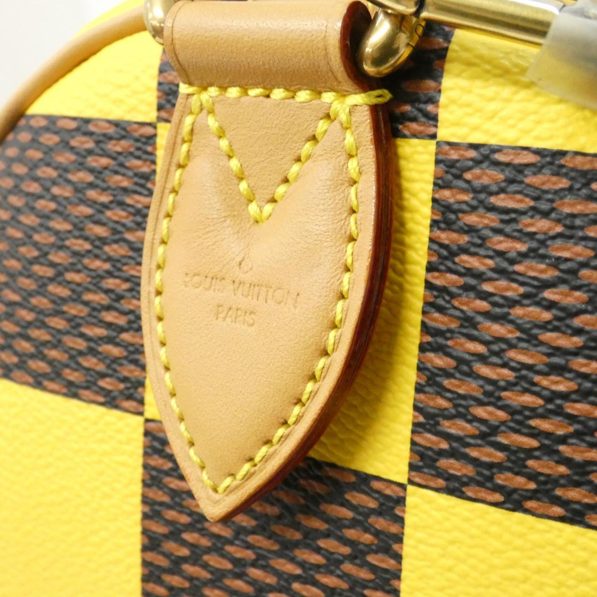 Louis Vuitton Ebene Yellow Coated Canvas Boston Bag
