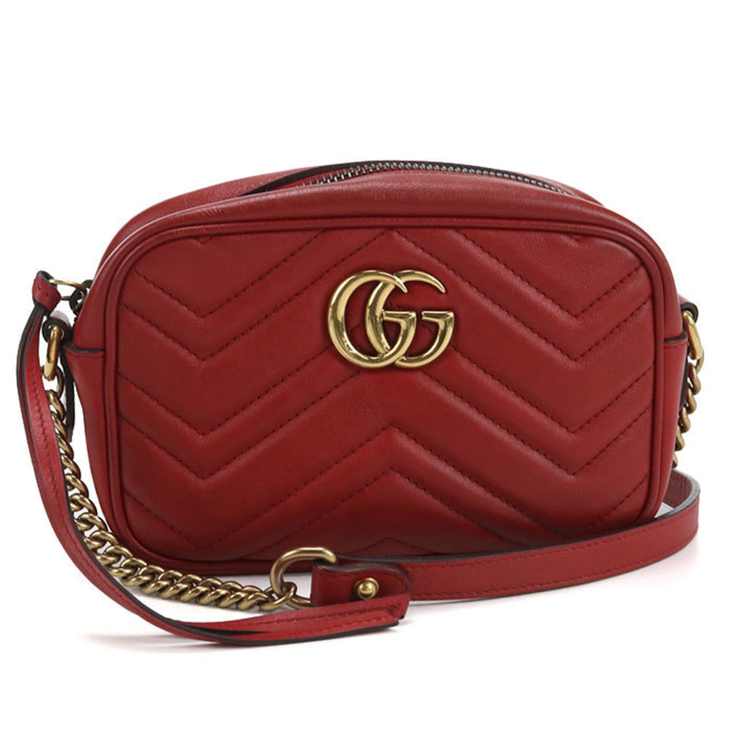 Gucci Red Color Leather Shoulder Bag (Pre-Owned)