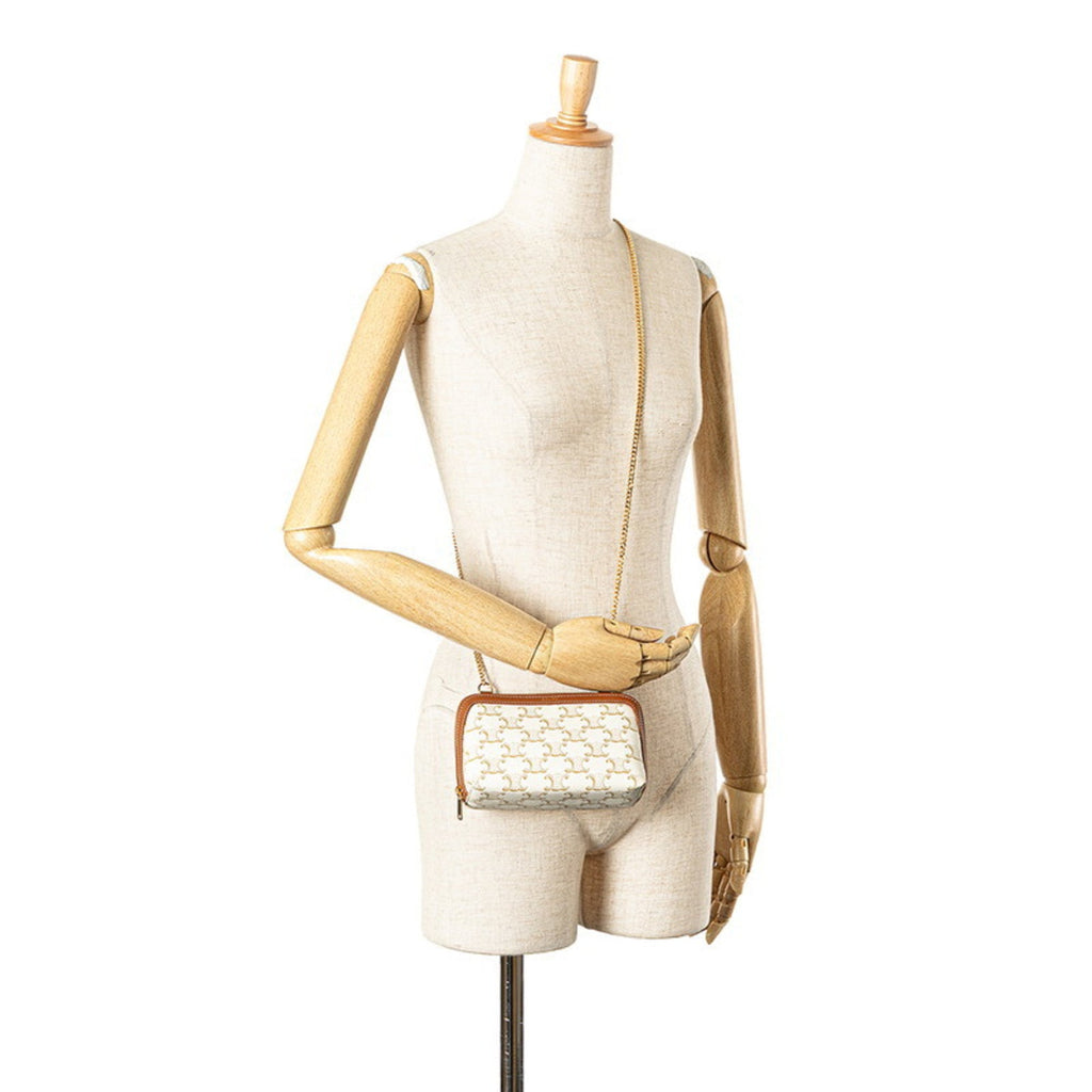 Celine Brown White Pvc Leather Shoulder Bag