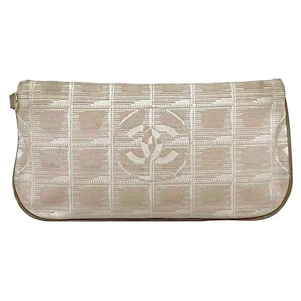 Chanel New Travel Line Beige Nylon Leather Pouch