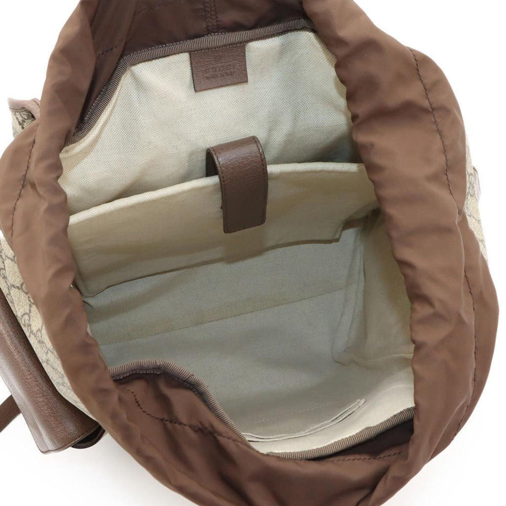 Gucci Beige Brown Gg Supreme Leather Backpack (Pre-Owned)