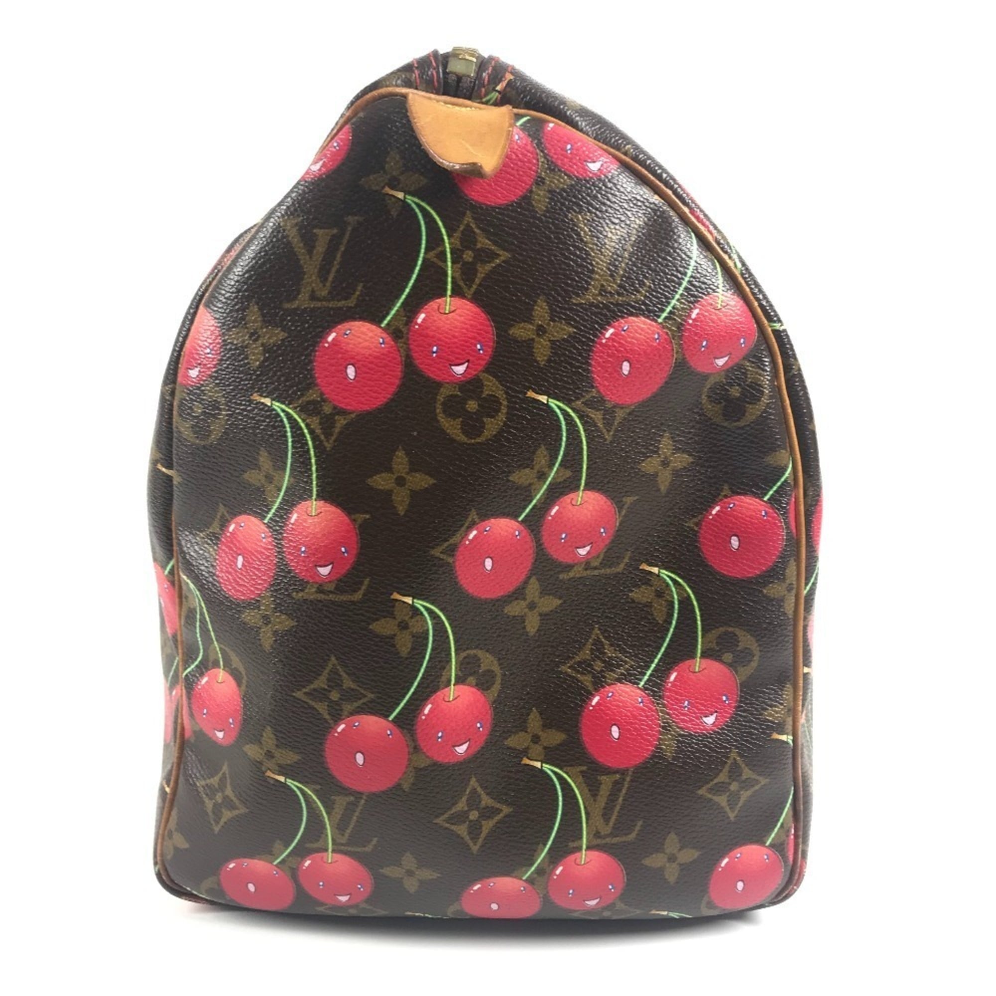 Louis Vuitton Brown Monogram Cherry Red Color Monogram Boston Bag