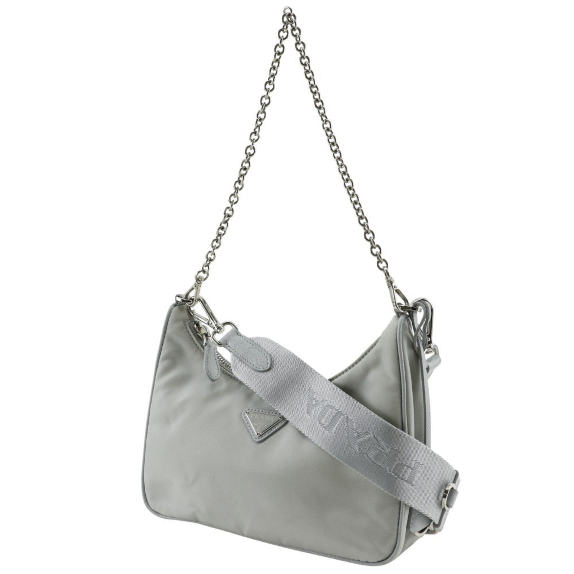 Prada Gray Nylon Shoulder Bag