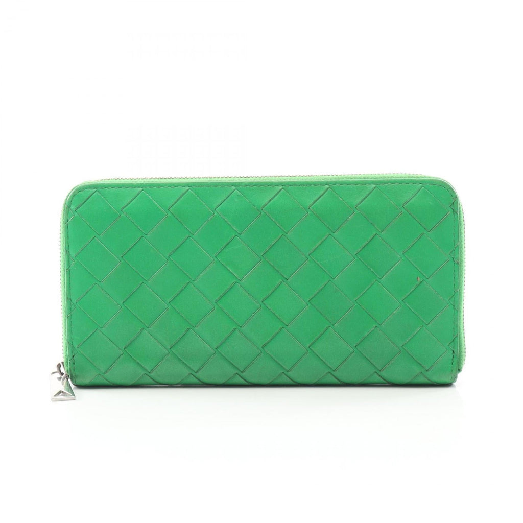 Bottega Veneta Intrecciato Green Leather Long Wallet