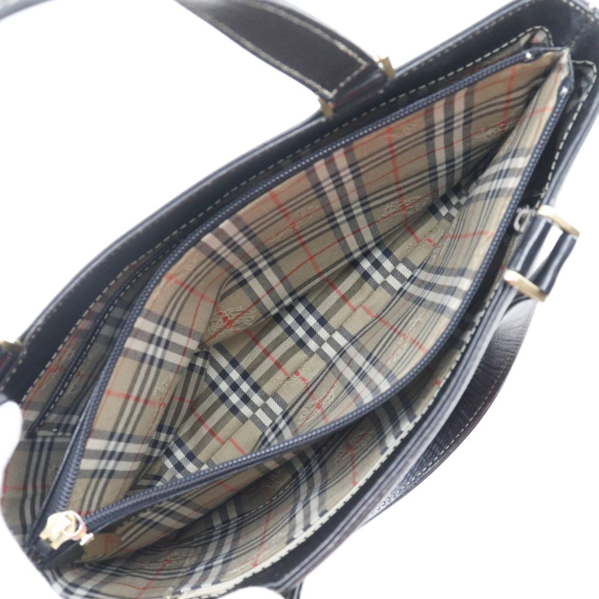Burberry Black Leather Handbag Tote Bag