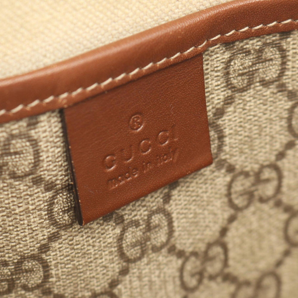 Gucci Beige Brown Pvc Coated Canvas Leather Handbag Shoulder Bag (Pre-Owned)