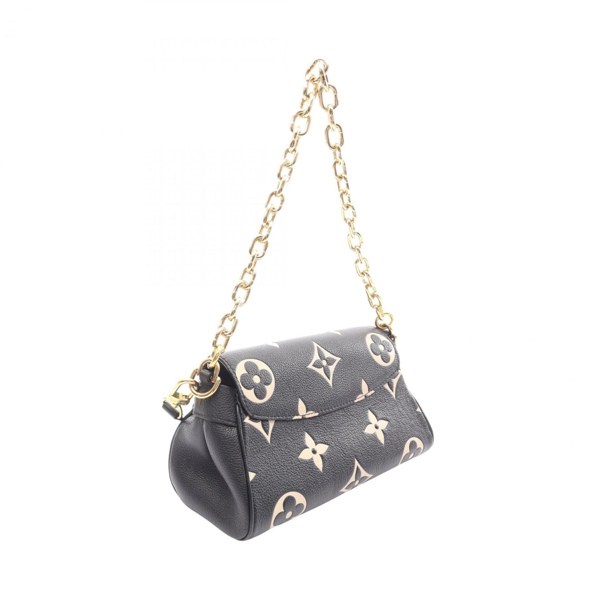 Louis Vuitton Beige Black Leather Handbag