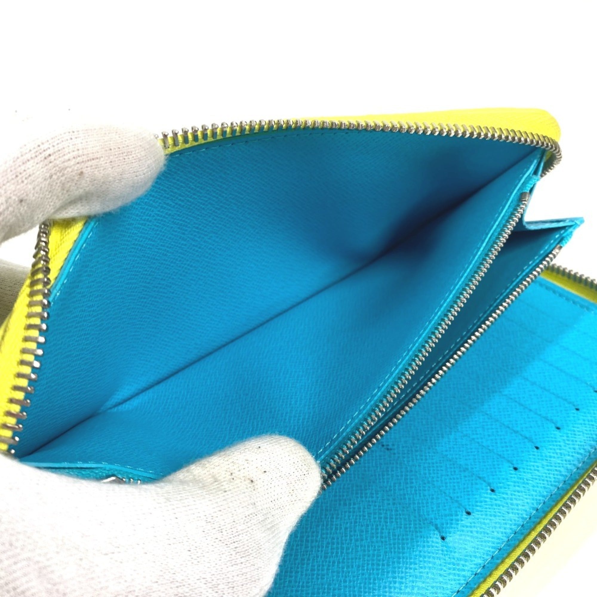 Louis Vuitton Monogram Blue Yellow Monogram Leather Long Wallet