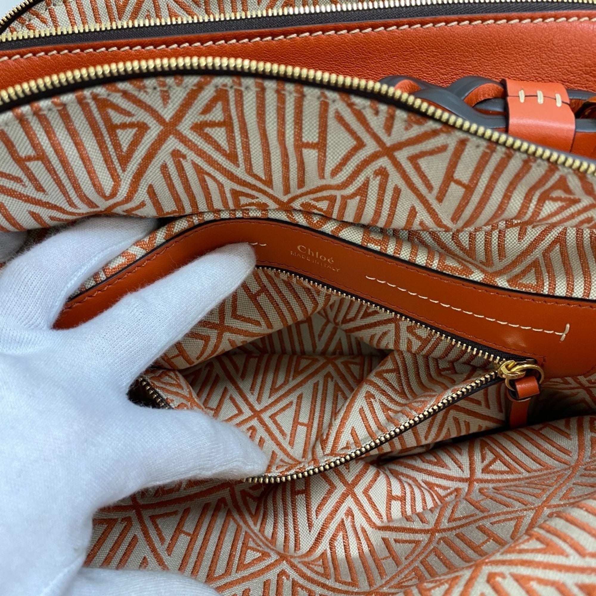 Chloé Orange Leather Handbag Shoulder Bag (Pre-Owned)