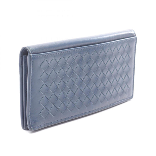 Bottega Veneta Blue Leather Long Wallet (Bi-Fold)