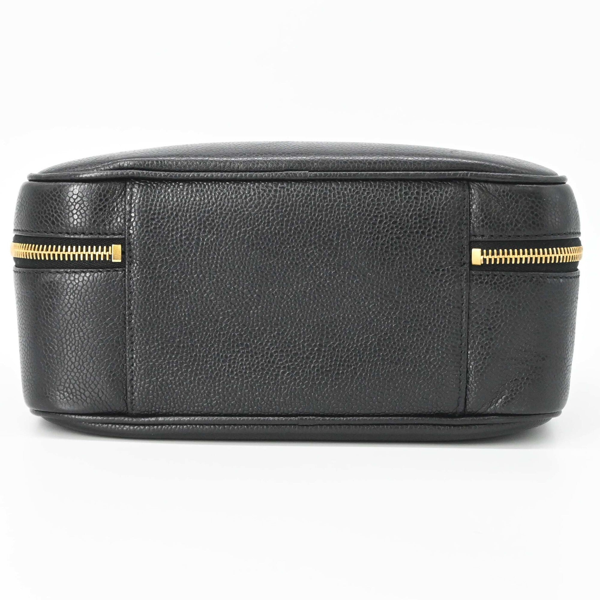 Chanel Black Leather Handbag Vanity Bag