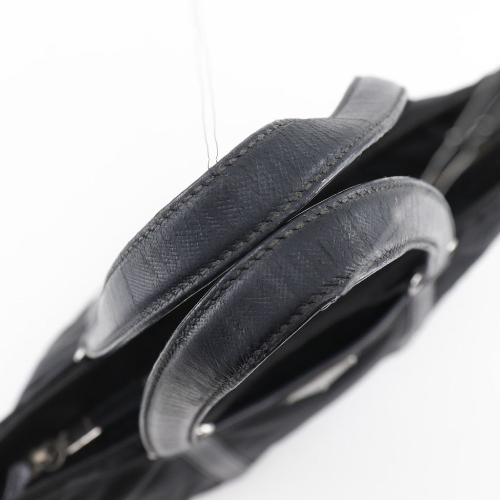 Prada Black Nero Nylon Leather Tote Bag