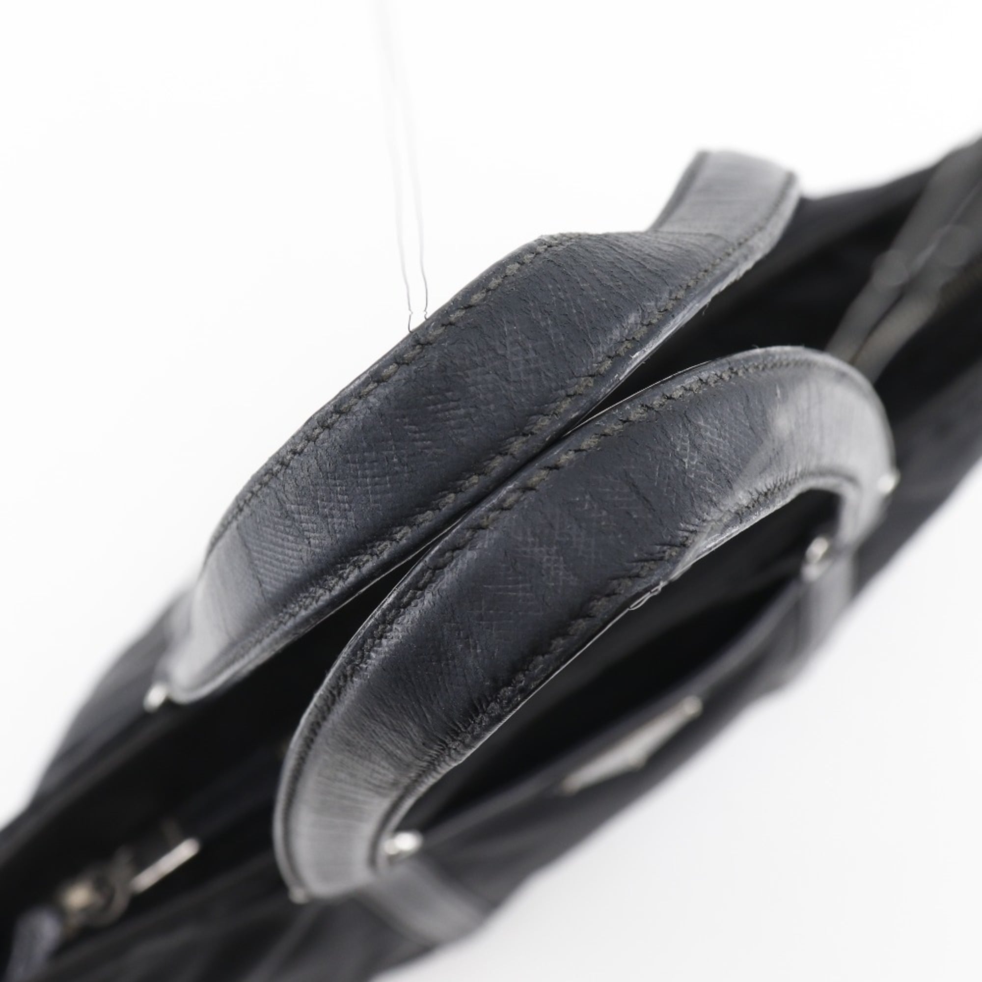 Prada Black Nero Nylon Leather Tote Bag