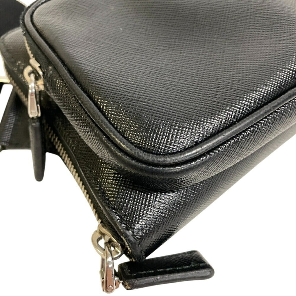 Prada Saffiano Black Leather Saffiano Triangle Beach Bag Sling Bag