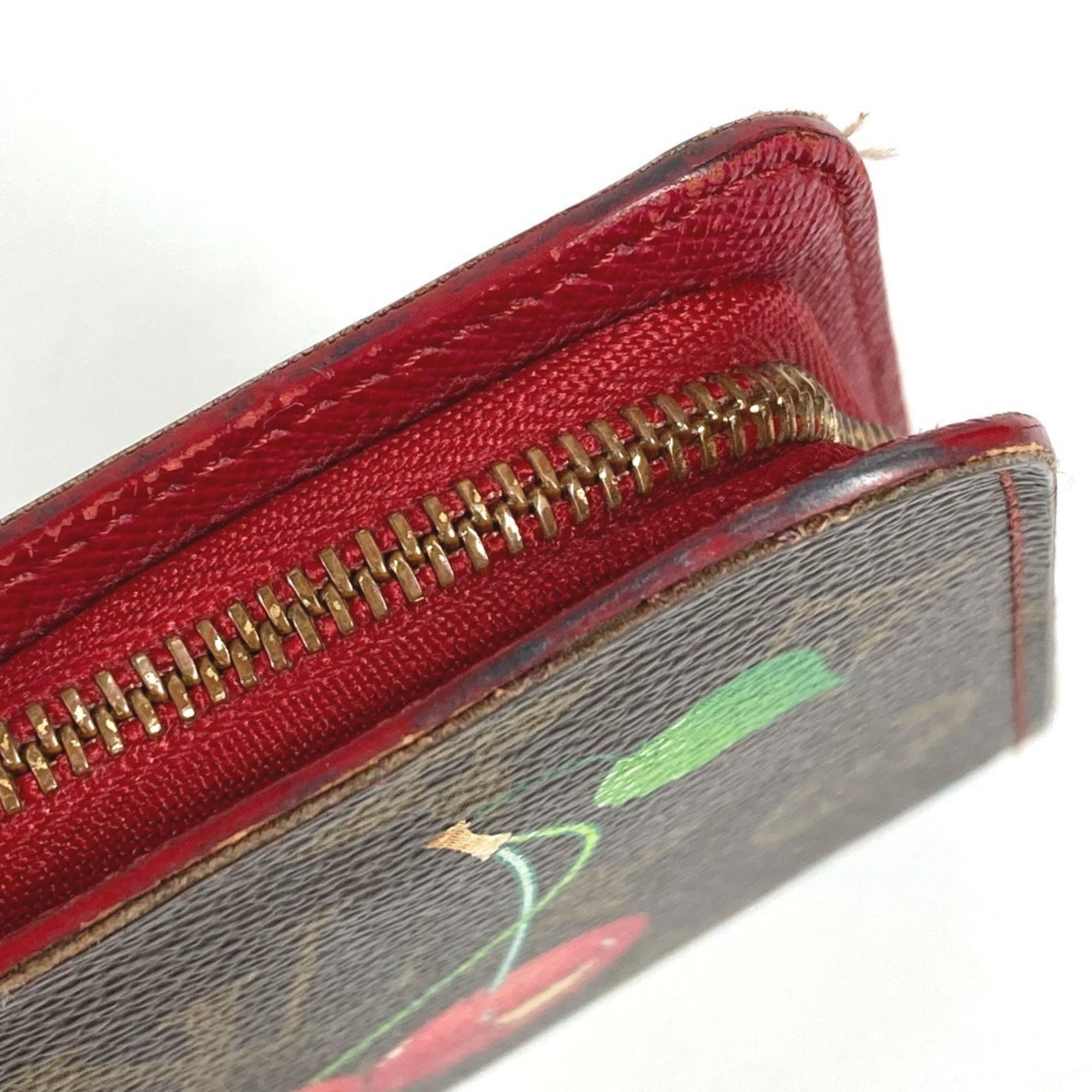 Louis Vuitton Brown Monogram Cherry Red Color Monogram Long Wallet