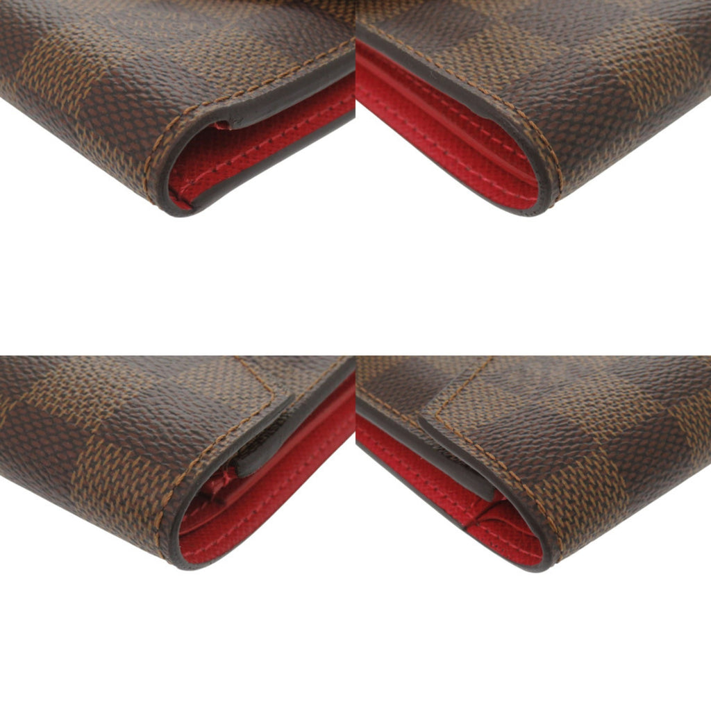Louis Vuitton Brown Damier Canvas Red Color Damier Canvas Wallet (Tri-Fold)