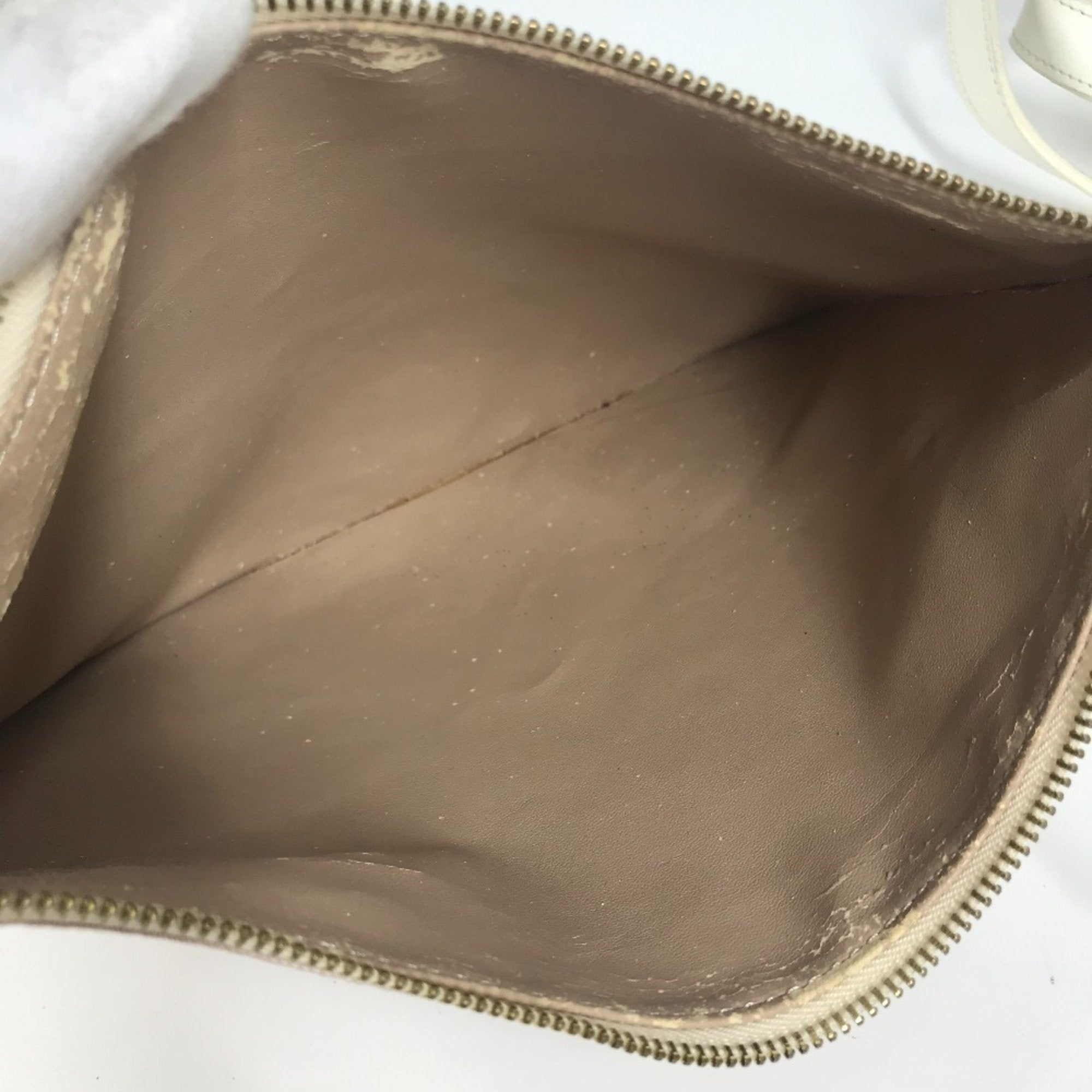 Louis Vuitton Beige White Canvas Leather Shoulder Bag Tote Bag